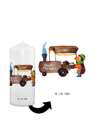 Mr. & Mrs. Panda Wachskerze Igel Maronen ohne Spruch in Weiß