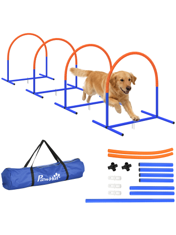 Pawhut Hunde Agility Set Blau+Orange PE+ ABS