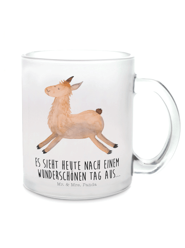 Mr. & Mrs. Panda Tasse Lama Springen mit Spruch in Transparent