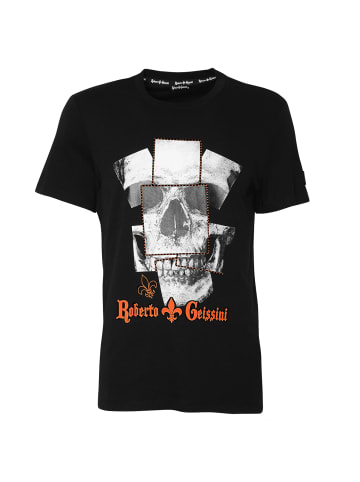 Roberto Geissini Skull-Cards T-Shirt Schwarz