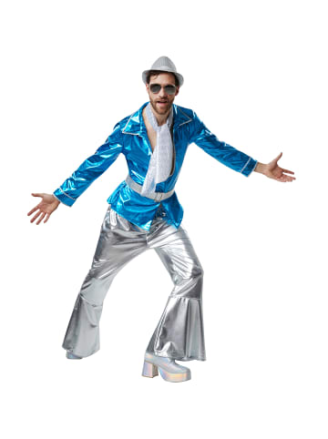 tectake Schillerndes Disco-Outfit aus Glanzstoff, blau