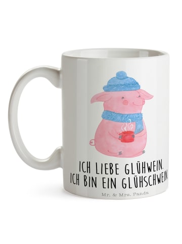 Mr. & Mrs. Panda Tasse Schwein Glühwein mit Spruch in Weiß