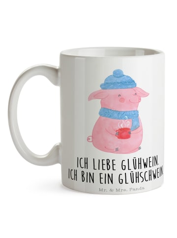 Mr. & Mrs. Panda Teetasse Schwein Glühwein mit Spruch in Weiß