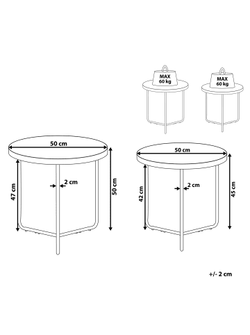 Beliani 2er-Set Couchtisch MELODY in Braun/Schwarz