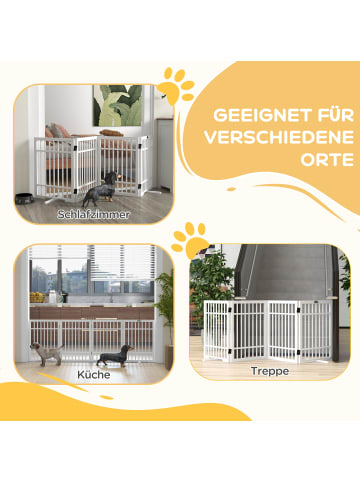 Pawhut Hunde Absperrgitter Weiß 183L x 24,5B x 61H cm
