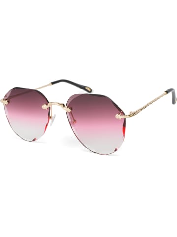 styleBREAKER Piloten Sonnenbrille in Gold / Bordeaux-Pink Verlauf