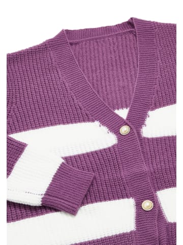 Jalene Damen Sweater in LILA WEISS STREIFEN