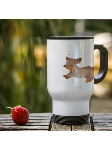Mr. & Mrs. Panda Kaffeebecher Hund Dackel ohne Spruch in Weiß