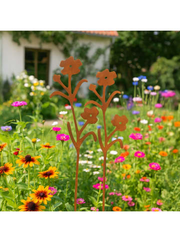 UNUS Roststecker Blume aus Metall, Höhe 106 cm Gartenstecker in Braun