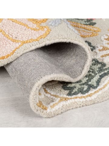 KADIMA DESIGN Wollteppich Shaped Botanisch Floral, Wohnzimmer in Hellrosa