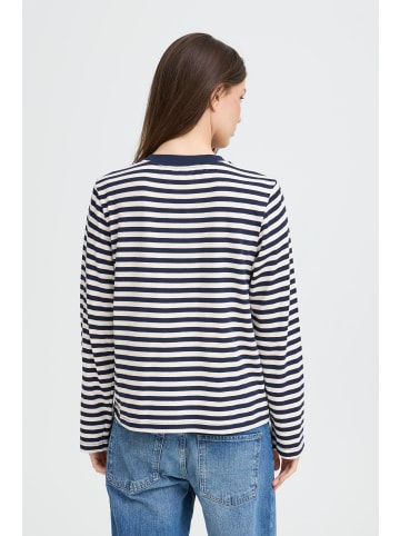 Pulz Langarm-Shirt PZARLO Regular fit in NAVY GREY STRIPE