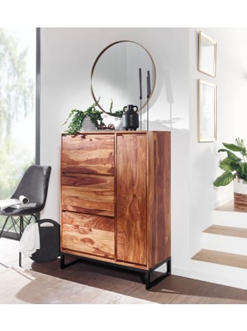 FineBuy Schuhschrank in Braun / Sheesham / 88x40x120