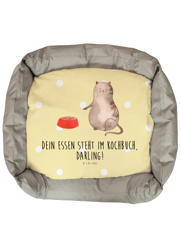 Mr. & Mrs. Panda Katzenbett Katze Fressen mit Spruch in Gelb Pastell