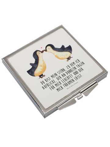 Mr. & Mrs. Panda Reise Spiegel Pinguin Liebe mit Spruch in Weiß