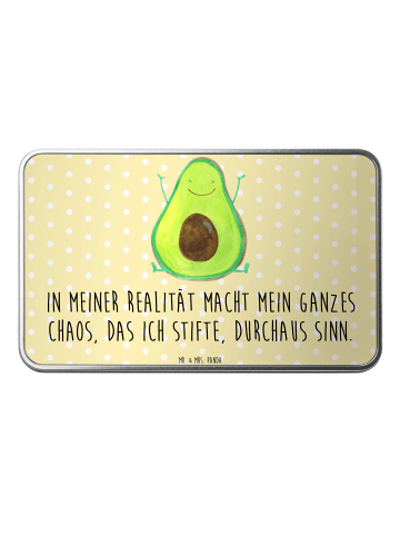 Mr. & Mrs. Panda Aufbewahrungsbox Avocado Glücklich mit Spruch in Gelb Pastell