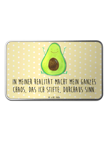 Mr. & Mrs. Panda Metalldose rechteckig Avocado Glücklich mit Spruch in Gelb Pastell