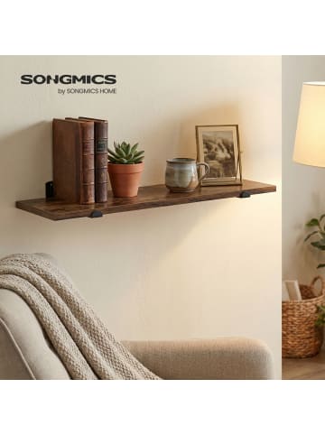 SONGMICS Wandregal Barnet-old in Braun-Schwarz - (B)60 x (H)7 x (T)20 cm