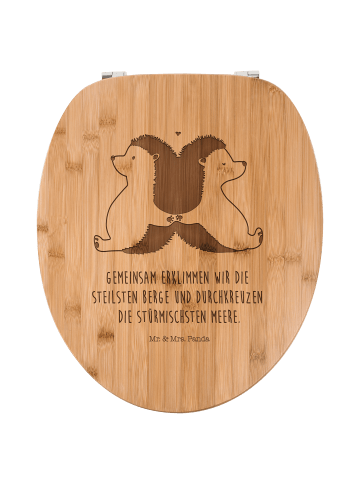 Mr. & Mrs. Panda Holz WC Sitz Igel händchenhaltend mit Spruch in Transparent