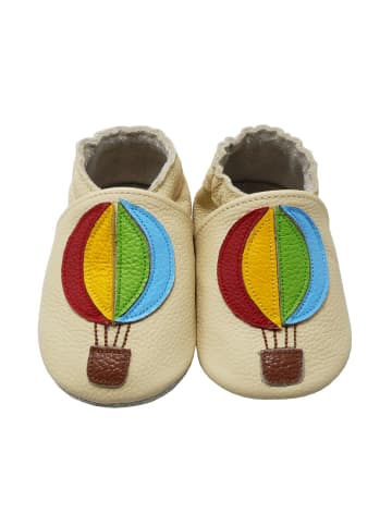 Yalion Leder-Krabbelschuhe "Heißluftballon" in Beige