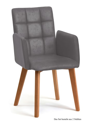 58 aufm Kessel ARMLEHNSTUHL (2er-Set) Dareia 52x91x60 Eiche geölt/Grau