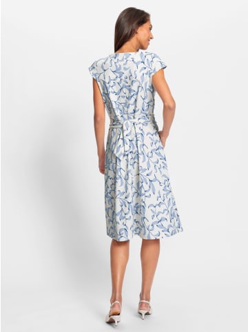 Heine Etuikleid in ecru-eisblau-bedruckt