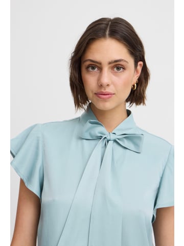 ICHI Kurzarm-Bluse IXSTINEA Regular fit in Aqua Gray