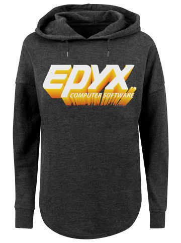 F4NT4STIC Oversized Hoodie Retro Gaming EPYX Logo 3D in charcoal