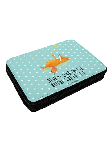 Mr. & Mrs. Panda Etui für Stifte Fuchs Sterne mit Spruch in Türkis Pastell