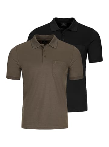 Ragman Poloshirt Basic in Schwarz / braun