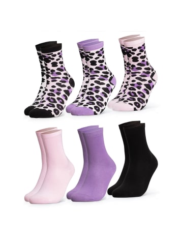Occulto 6er Pack Damen Leo Socken Leonie in Pink-Lila-Schwarz