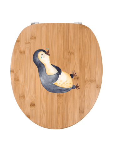 Mr. & Mrs. Panda Motiv WC Sitz Pinguin Lachen ohne Spruch in Braun
