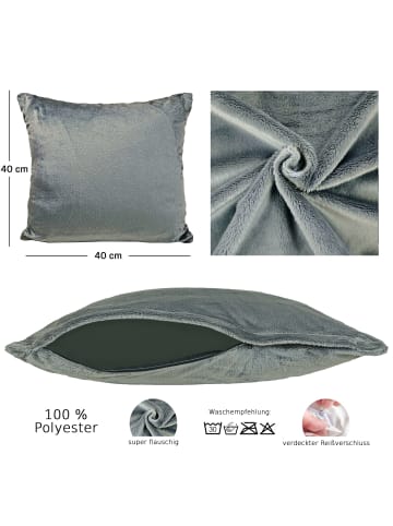 JACK 2er Set Teddy Flausch Kissen 40x40 in grau
