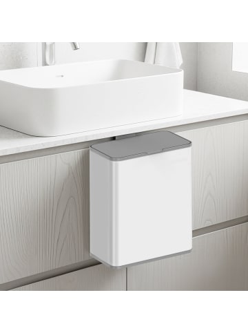 SONGMICS Mülleimer Parri in Weiß - (B)15.2 x (H)32 x (T)25.8 cm - 8 L