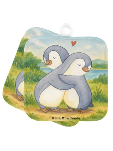 Mr. & Mrs. Panda 2er Set Topflappen  Pinguine Kuscheln Design oh... in Weiß