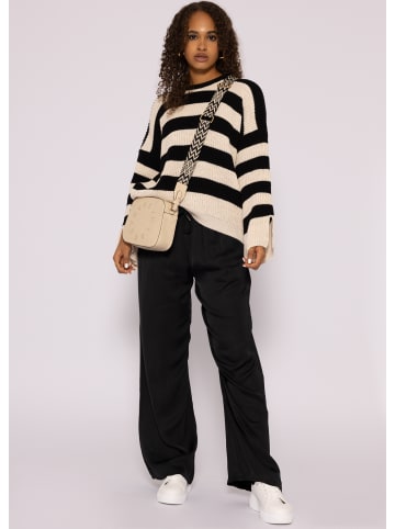 SASSYCLASSY Oversize Strick-Pullover in Beige, Schwarz