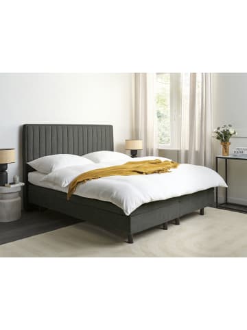 Beliani Doppelbett CASTELLAN in Grau/Schwarz - (W) 180 x (H) 120 x (L) 216 cm