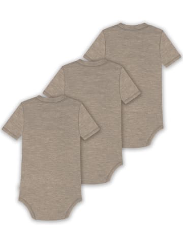 Normani Outdoor Sports 3er Set Baby Merino Kurzarmbody Multipack in Beige