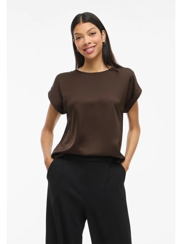 Vila Satain Blusen T-Shirt Kurzarm Basic Top Glänzend VIELLETTE in Braun-4
