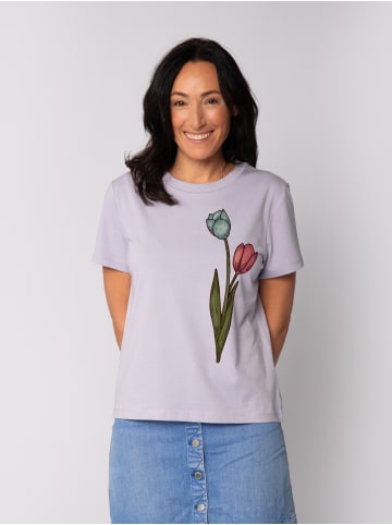 wat? Apparel T-Shirt Blume in Wasserfarbe 05 in Lavender