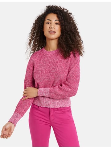 TAIFUN Pullover Langarm Rundhals in Luminous Pink gemustert