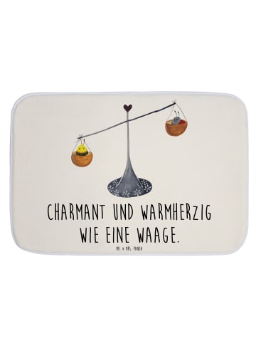 Mr. & Mrs. Panda Badematte Sternzeichen Waage mit Spruch in Weiß