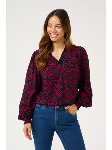 Kaffe Langarm-Bluse KAjodie Regular fit in Rumba Red/Black Animal