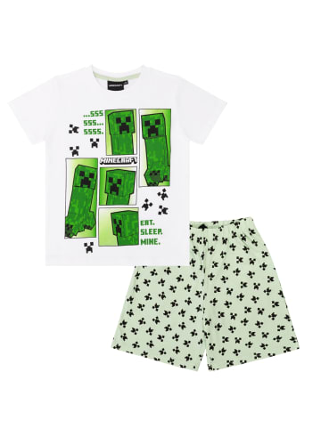 Minecraft Minecraft Kinder Pyjama kurzer Schlafanzug Creeper in weiß