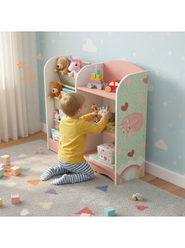 Kinderregal in Rosa/ Grün - (B)82 x (H)80 x (T)26 cm