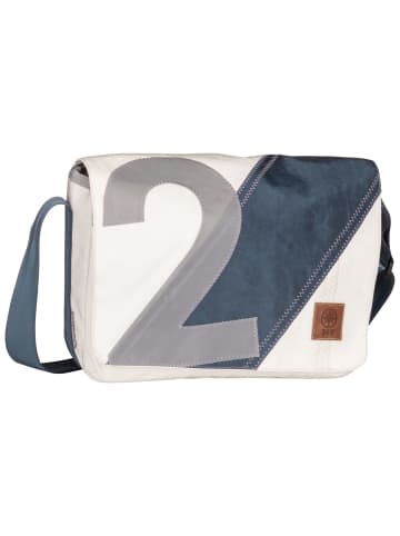 360 grad Umhängetasche Barkasse Mini in Weiß/Streifen Blau/Zahl Grau