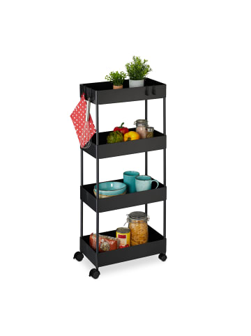 relaxdays Rollwagen in Schwarz - (B)40 x (H)93 x (T)22 cm