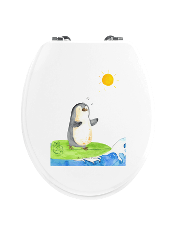 Mr. & Mrs. Panda Toilettendeckel Pinguin Surfer ohne Spruch in Weiß