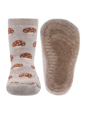 ewers Stoppersocken Pilze in dunkel beige meliert