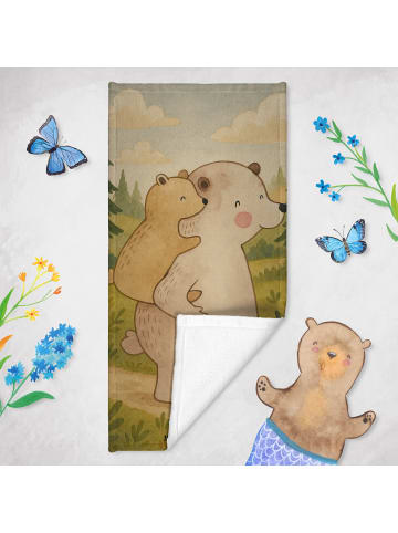 Mr. & Mrs. Panda Badehandtuch Papa Bär Design ohne Spruch in Blau Pastell