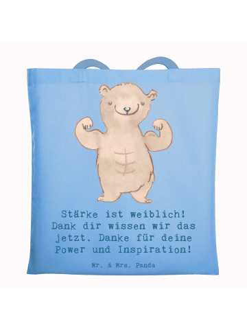 Mr. & Mrs. Panda Tragetasche Bodybuilding Trainerin mit Spruch in Sky Blue